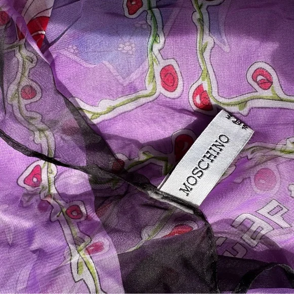 Moschino Olive Oyl silk chiffon scarf wrap, 29 x 66 inches - Picture 7 of 8